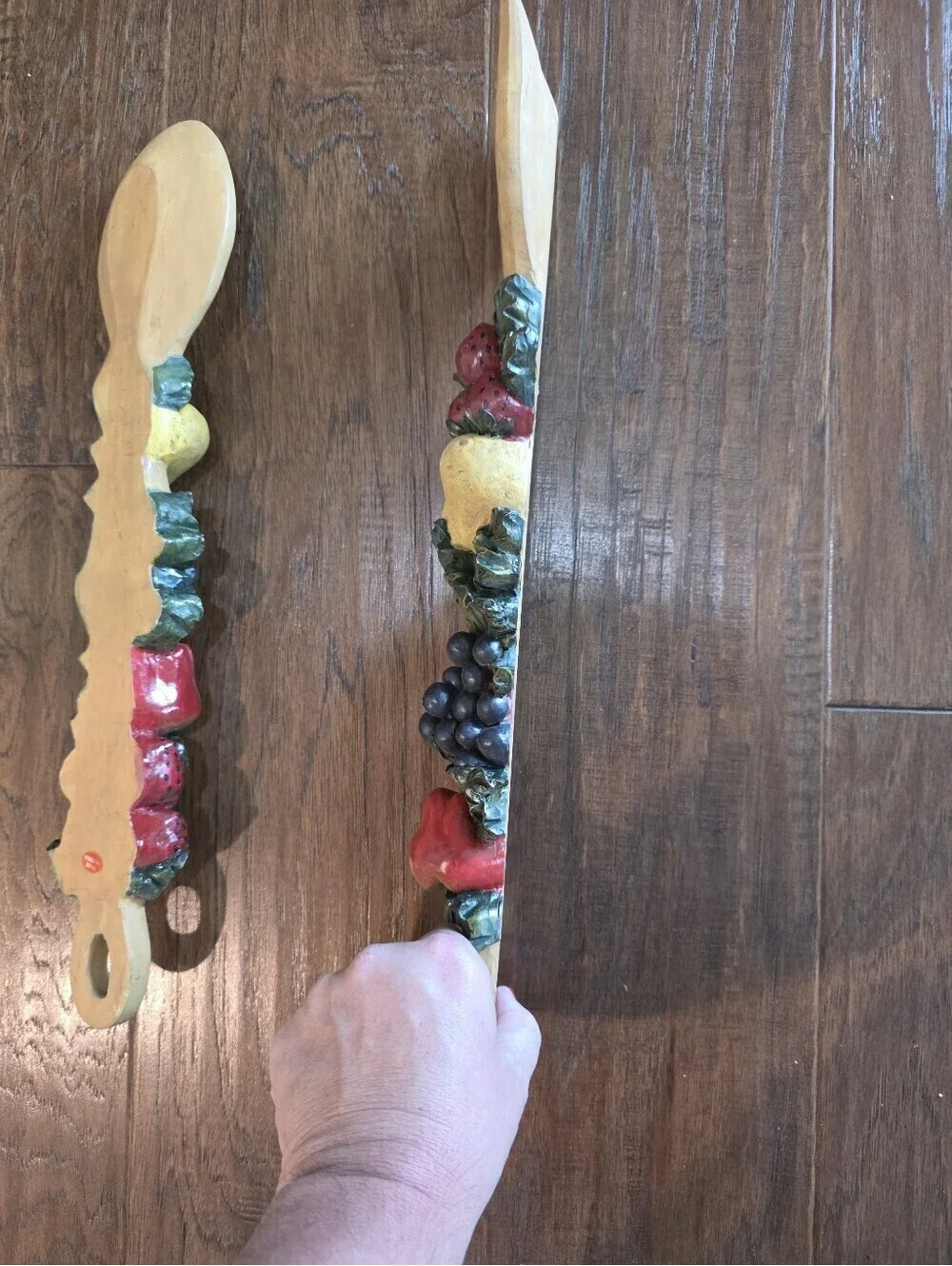 Vintage 70s Fruit Spoon Fork Plaster Wall Hanging Decor Set Of 2 * note*